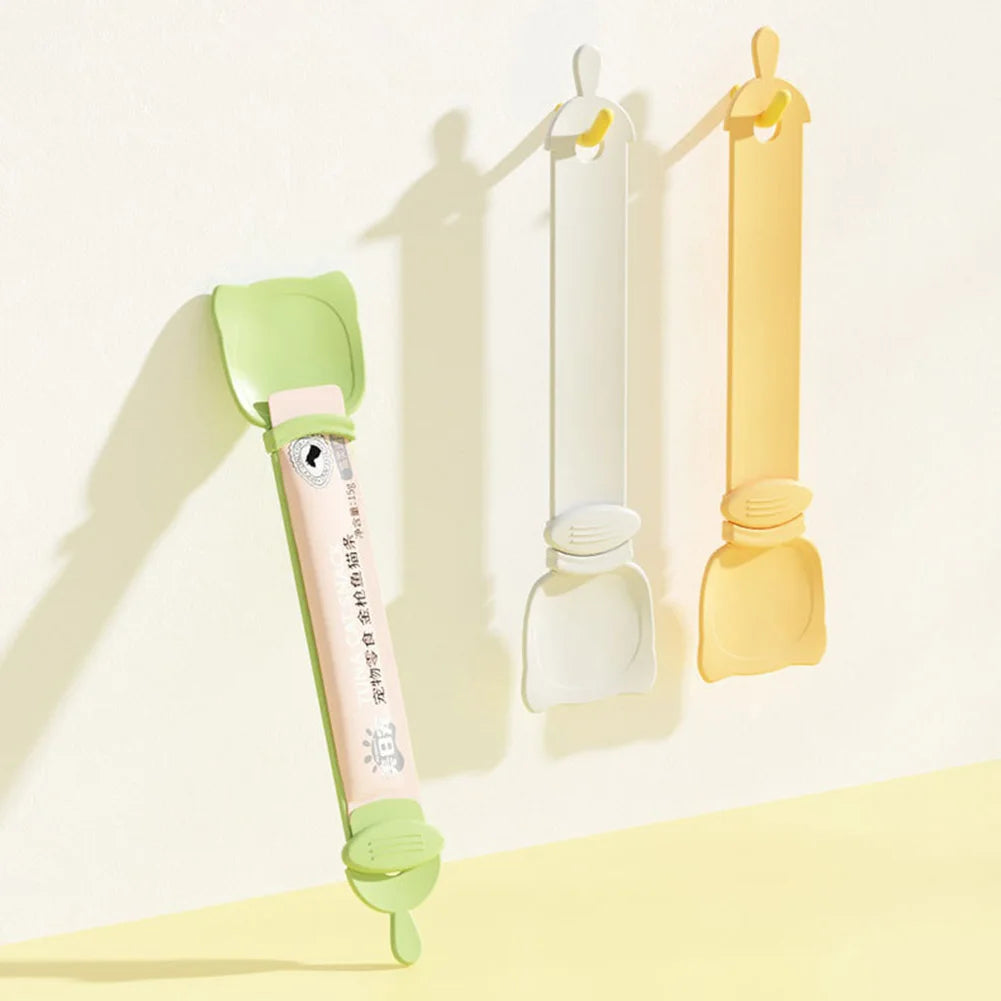 Cat Food Strip Squeezer Spoon Long Handle Cat Strip Feeder Meat Mud Cat Stripe Squeezer for Pet Cat'S Food Supplies