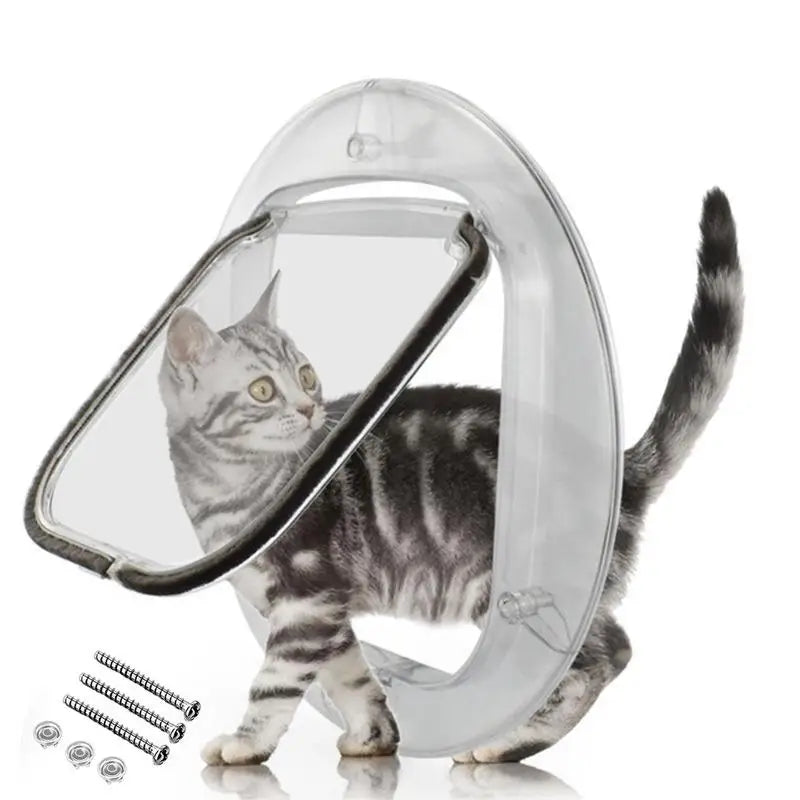 Cat Interior Door Mute Opening Magnetic Clear Cat Window Door 4 Locking Methods Pet Door Flap for Small Dogs Cats Pet Supplies
