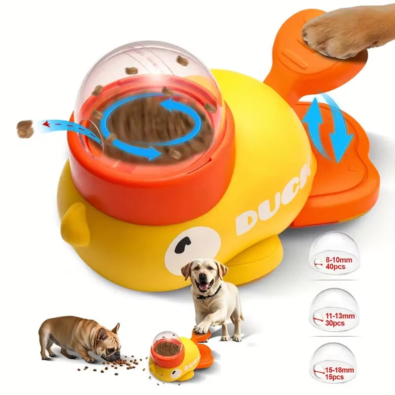 Yellow Duck-Shaped Interactive Dog Treat Dispenser Durable Plastic Training Dogtoy Puzzle Slow Feeder Dog Entertainment Toy