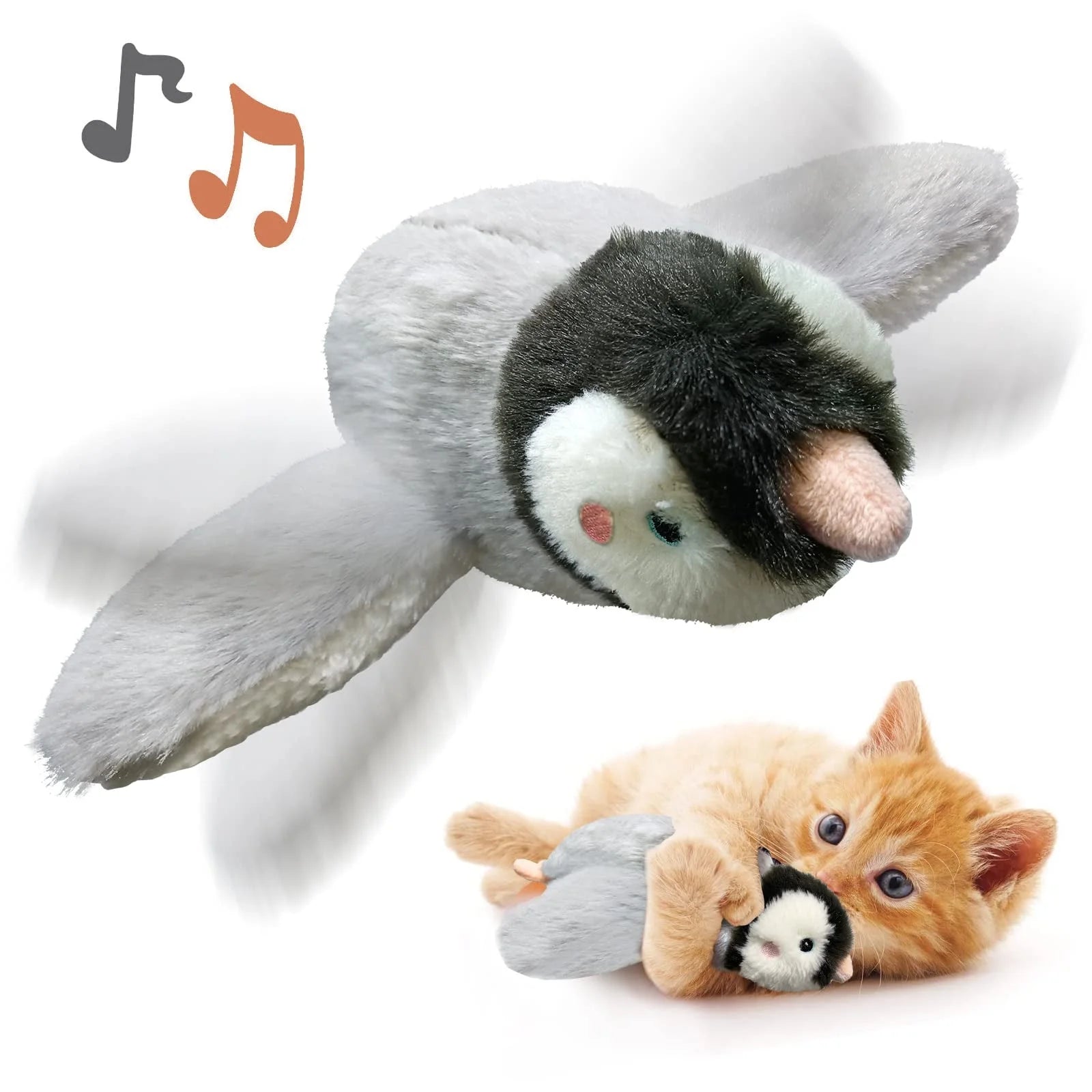Cat Toys Flapping Bird Rechargeable Touch Activated Toy Interactive Kitten Exercise Toy Cat Kicker Catnip Toys (No Flying)