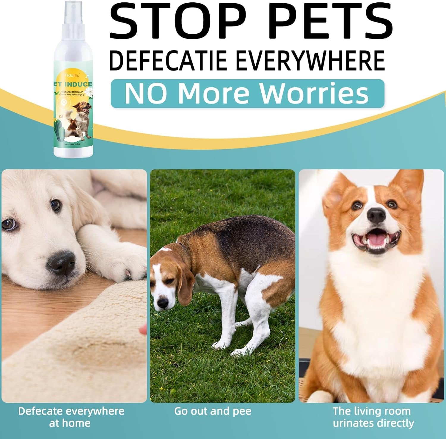 Dog Potty Training Spray,Pee Here Spray for Dogs Indoor & Outdoor,Dog Pee Attractant Spray,Training Spray for Dogs to Pee in One Spot,Prevent Your Pet from Soiling the Carpet,120Ml