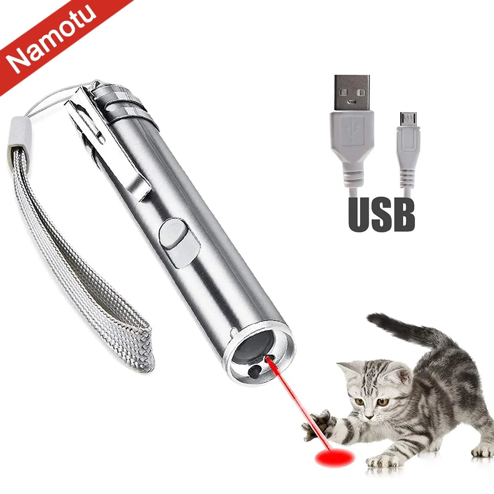 Laser Pointer for Cats USB Rechargeable, Cat Dog Interactive Lazer Toy, Pet Training Exercise Chaser Tool, 3 Mode - Red Light LED Flashlight UV Light with a Squeaky Mouse