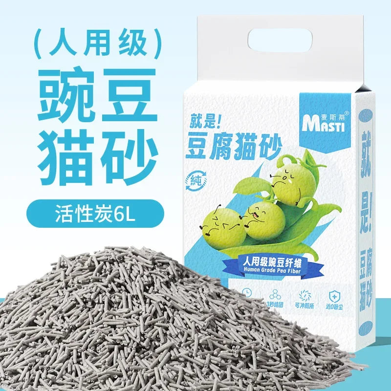 6L Deodorant Tofu Cat Litter Probiotic Deodorizing Sand Carbon Low Dust Absorption Flushable Toilet Pea Cat Litter Quick Clump