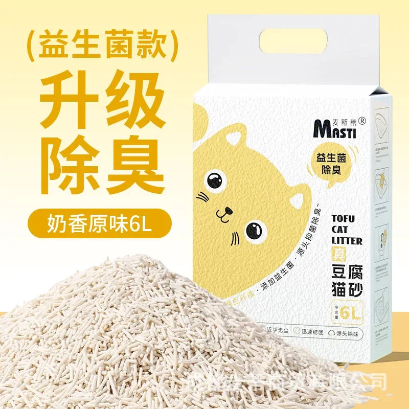 6L Deodorant Tofu Cat Litter Probiotic Deodorizing Sand Carbon Low Dust Absorption Flushable Toilet Pea Cat Litter Quick Clump