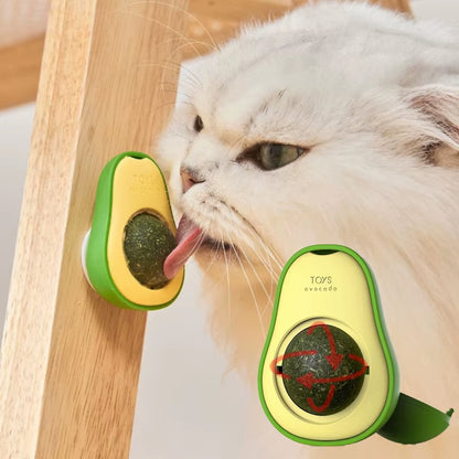 Natural Catnip Healthy Rotatable Wall Stick-On Ball Cats Teeth Cleaning Catnip Ball Toys Cat Catnip Scratching Supplies