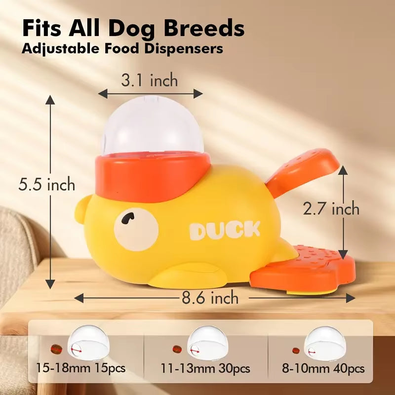 Yellow Duck-Shaped Interactive Dog Treat Dispenser Durable Plastic Training Dogtoy Puzzle Slow Feeder Dog Entertainment Toy