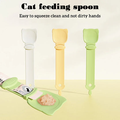 Cat Food Strip Squeezer Spoon Long Handle Cat Strip Feeder Meat Mud Cat Stripe Squeezer for Pet Cat'S Food Supplies