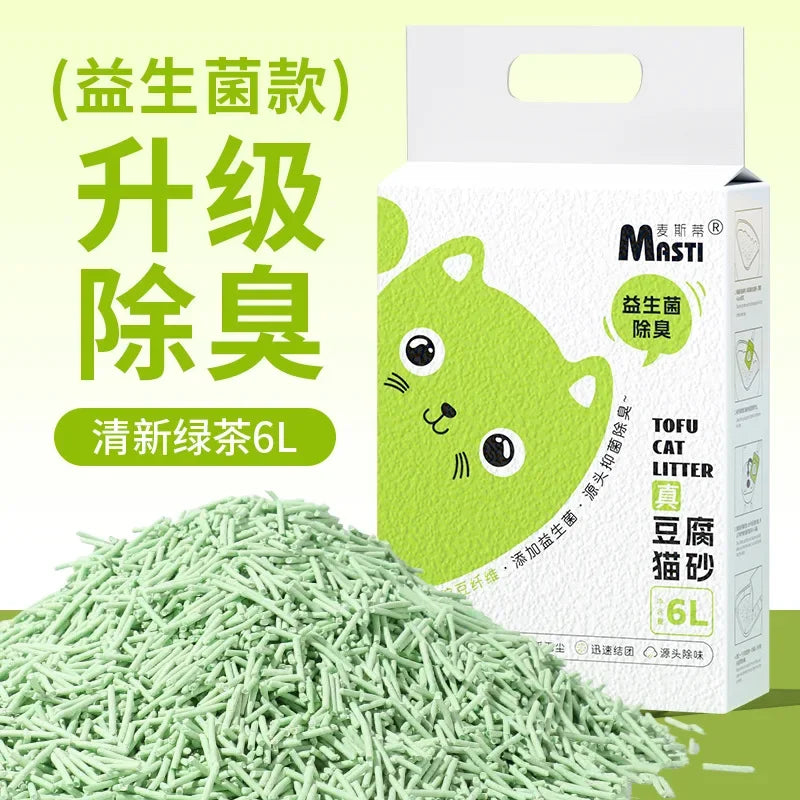 6L Deodorant Tofu Cat Litter Probiotic Deodorizing Sand Carbon Low Dust Absorption Flushable Toilet Pea Cat Litter Quick Clump