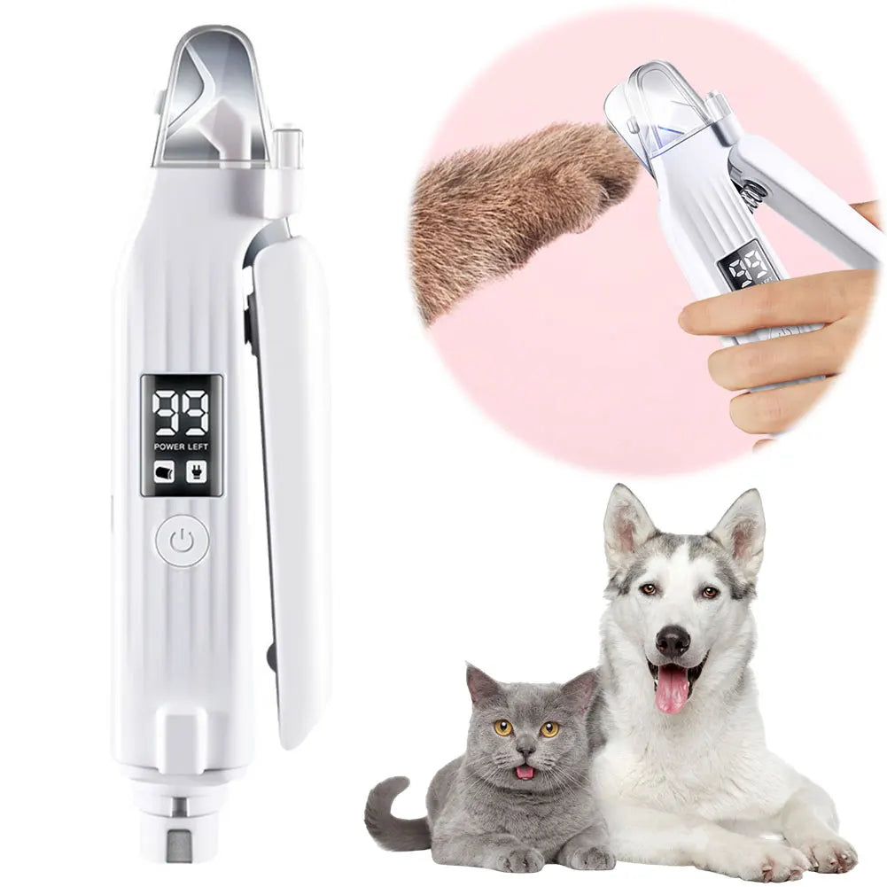 2 in 1 Electric Dog Nail Grinder and Clipper Rechargeable Dog Nail Trimmer and Grinder Quiet and Low Vibration with LED Lights
