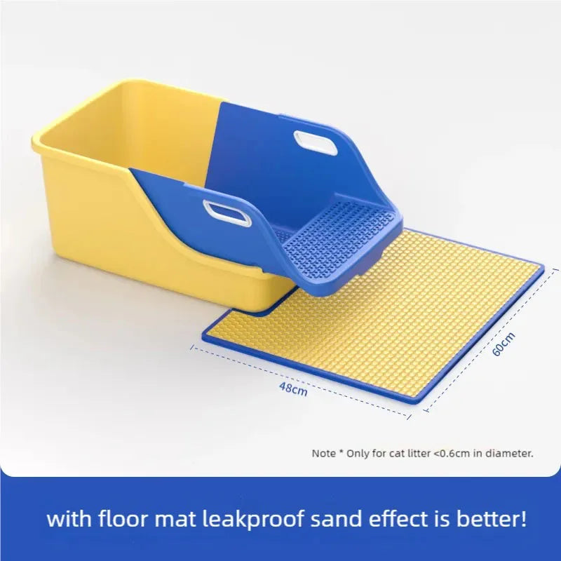 Upgrade Your Cat's Experience with the New Anti-Splash Semi Enclosed Oversized Litter Box – Automatic Sand Leakage & Non-Stick Bottom!