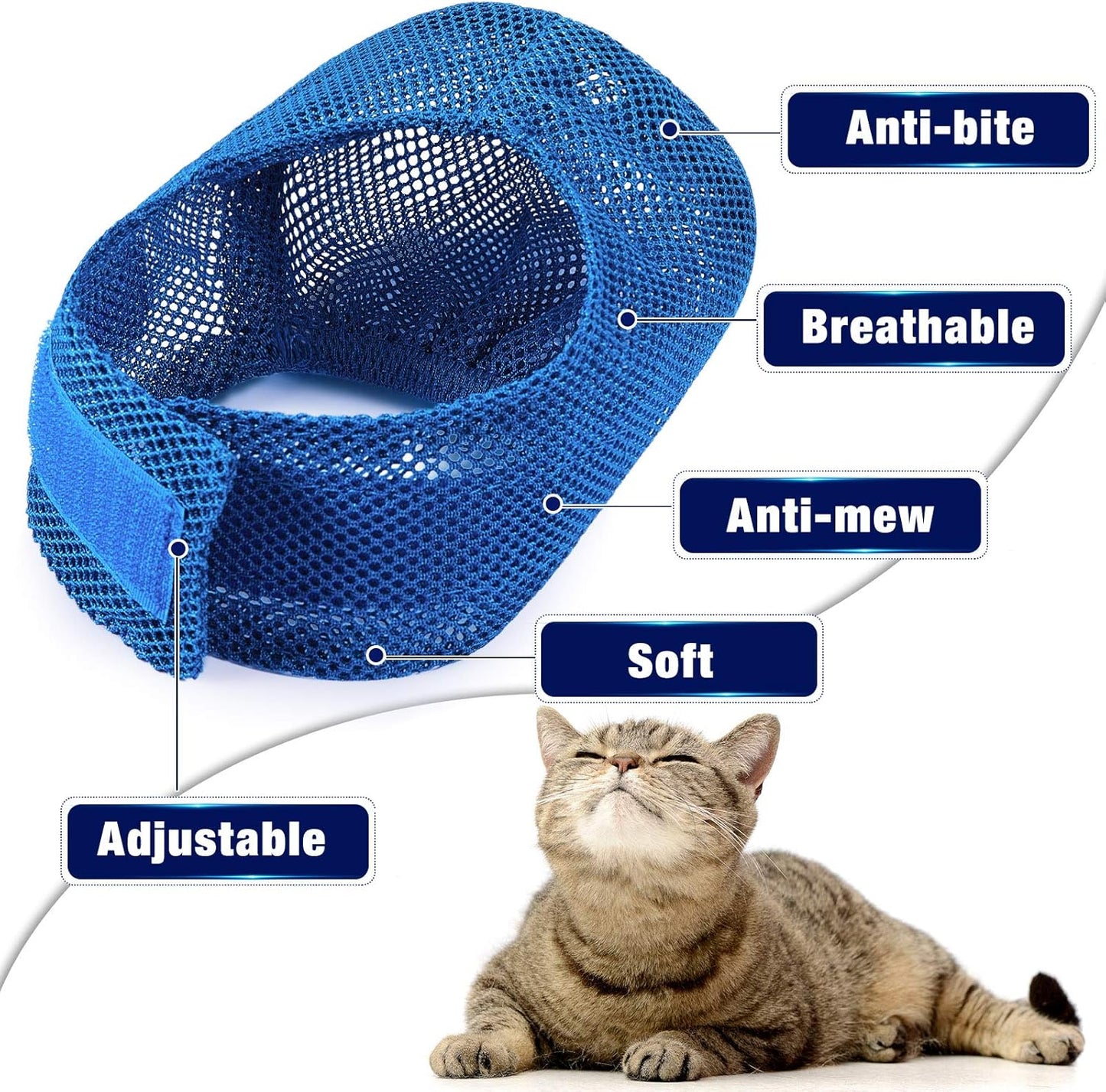 2 Pieces Cat Grooming Washer Mesh Bag Cat Muzzles Breathable Mesh Muzzles Adjustable Kitten Scratch Resistant Kitty Restraint Clothes Kitty Bath Bag for Bathing Nail Trimming Feeding(Blue)