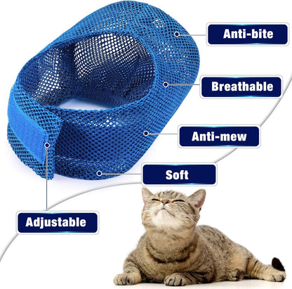 2 Pieces Cat Grooming Washer Mesh Bag Cat Muzzles Breathable Mesh Muzzles Adjustable Kitten Scratch Resistant Kitty Restraint Clothes Kitty Bath Bag for Bathing Nail Trimming Feeding(Blue)