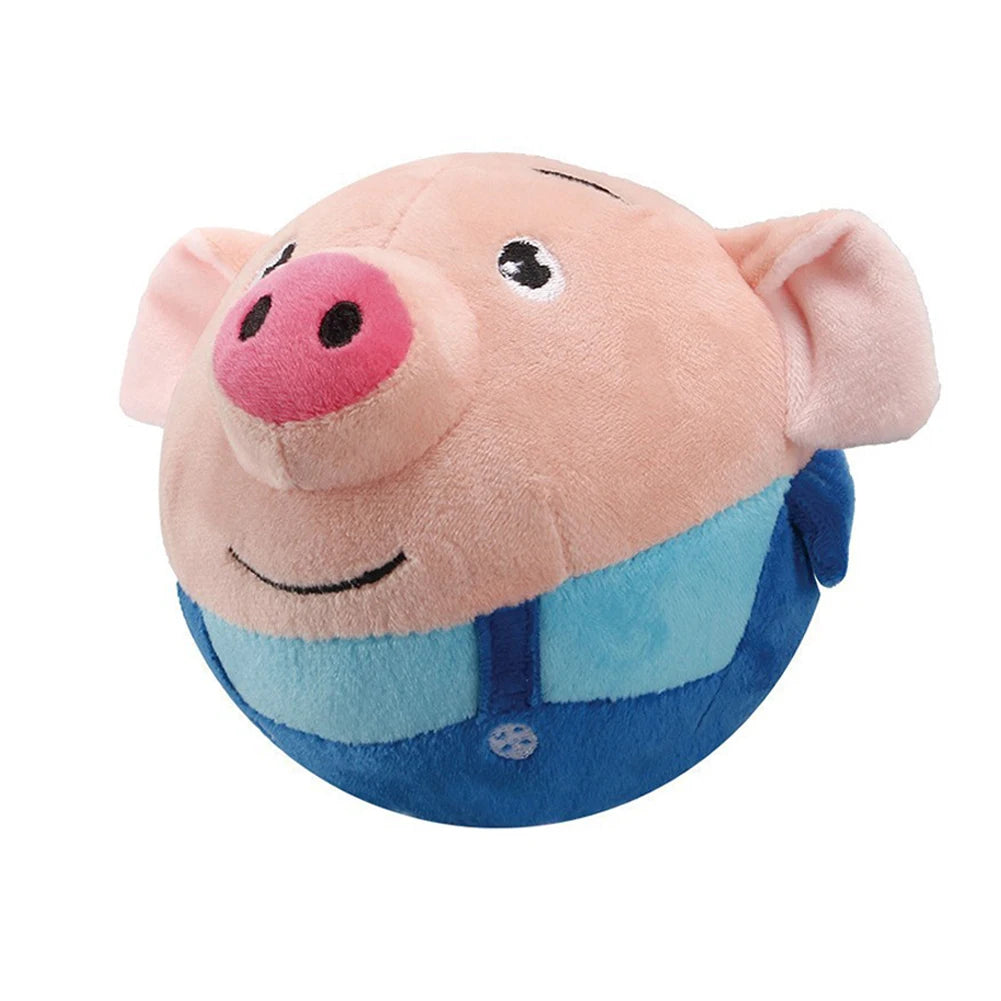 Plush Automatic Bouncing Toys Bite Resistant Funny Interactive Squeaky Toys Talking Self-Moving for Small Medium Dogs