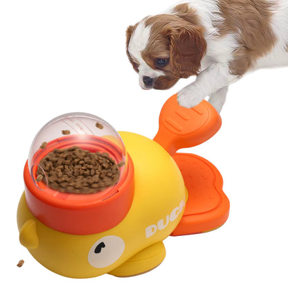 Yellow Duck-Shaped Interactive Dog Treat Dispenser Durable Plastic Training Dogtoy Puzzle Slow Feeder Dog Entertainment Toy